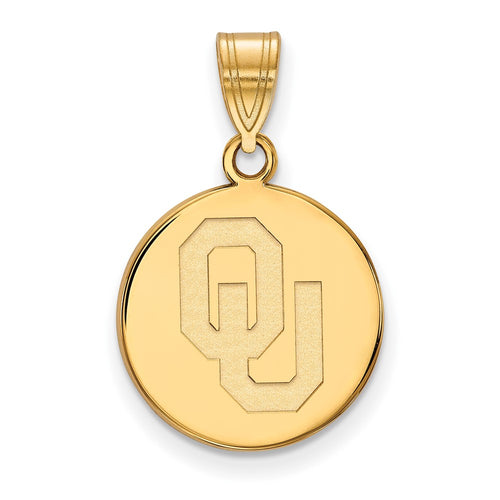 10k Gold LogoArt University of Oklahoma O-U Medium Disc Pendant