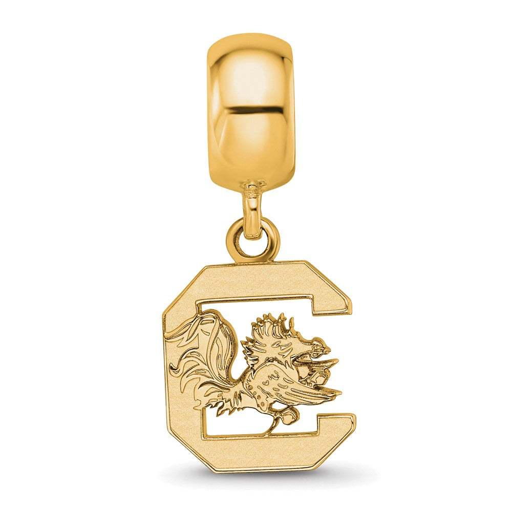 Sterling Silver Gold-plated LogoArt University of South Carolina Small Dangle Bead Charm