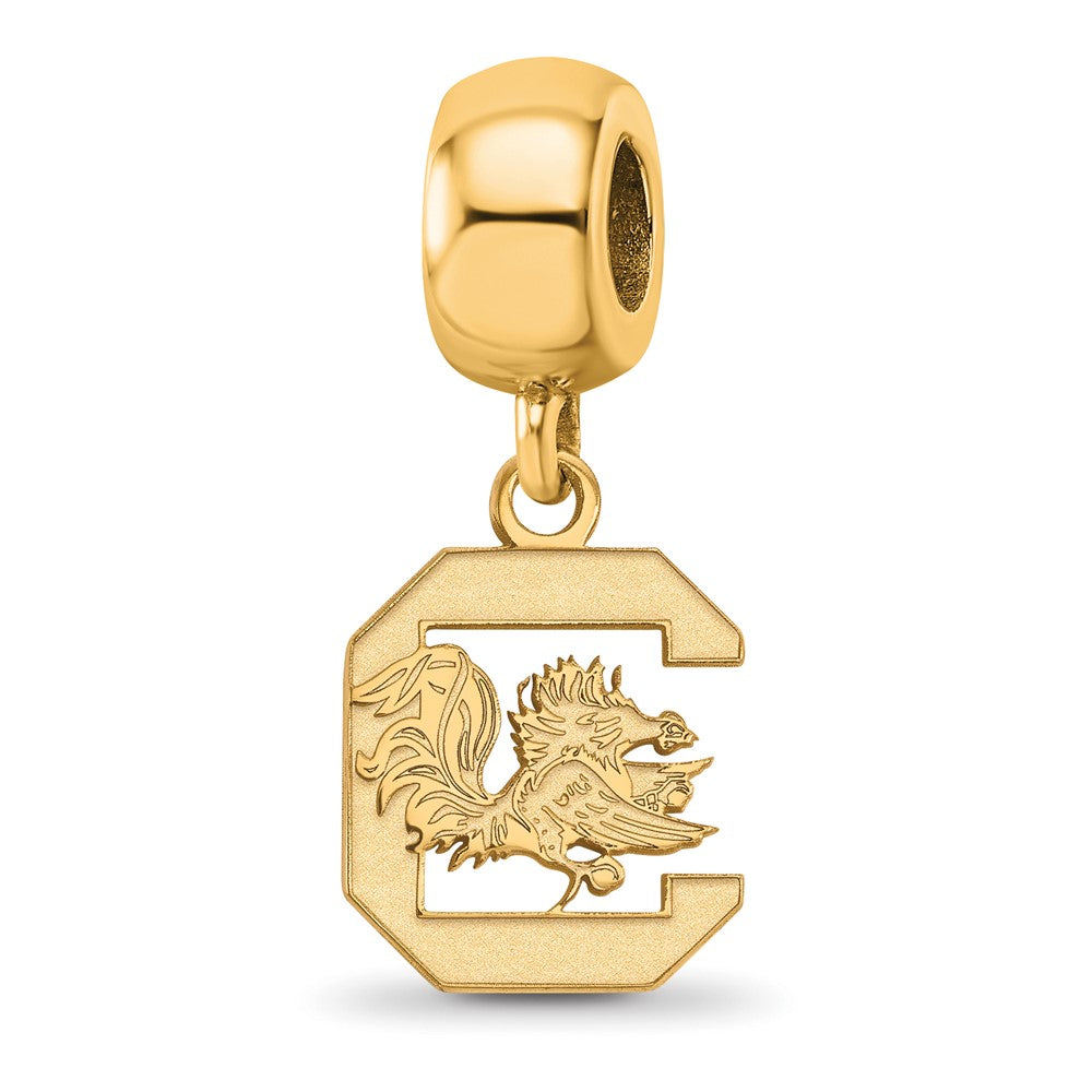 Sterling Silver Gold-plated LogoArt University of South Carolina Small Dangle Bead Charm