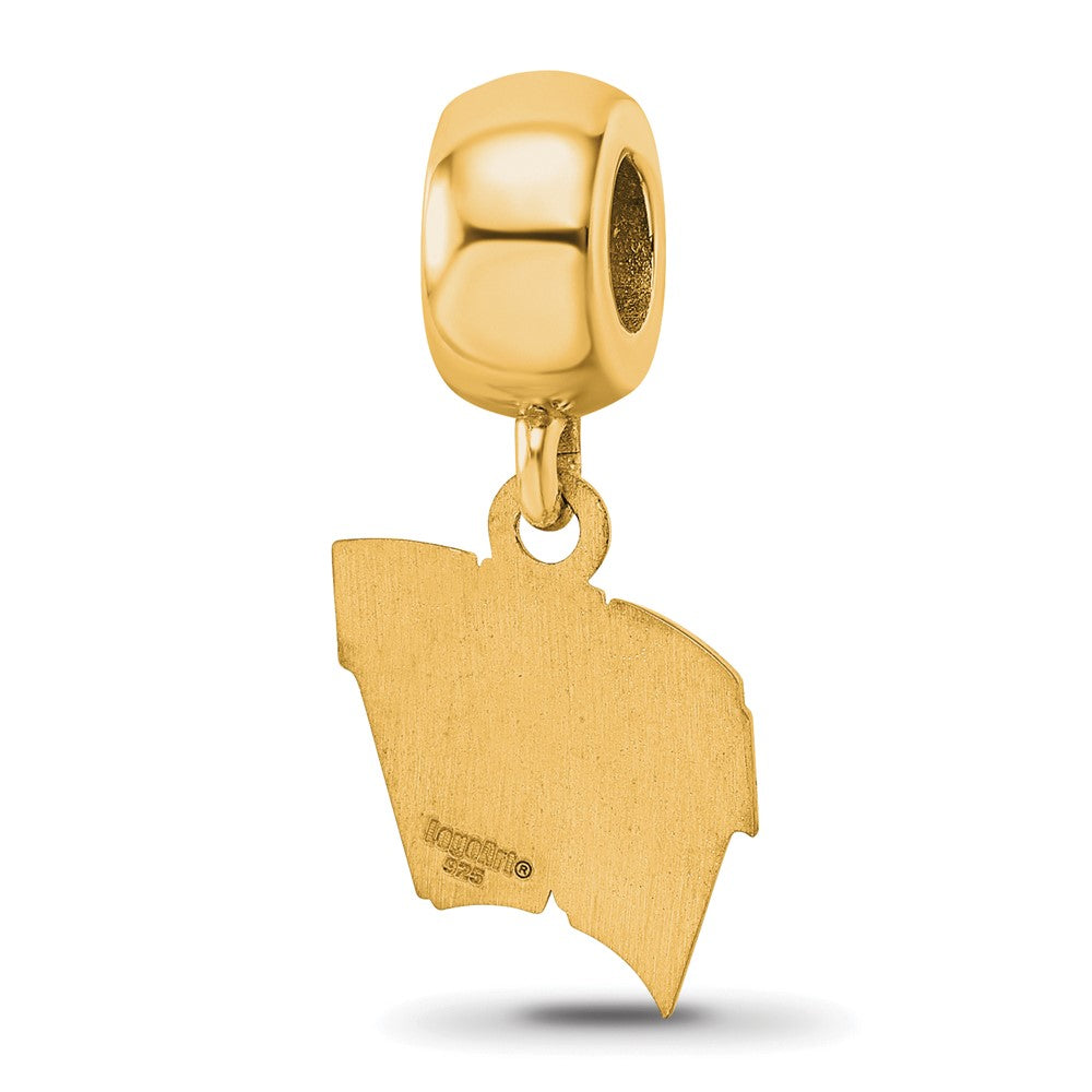 Sterling Silver Gold-plated LogoArt University of Wisconsin Letter W Small Dangle Bead Charm
