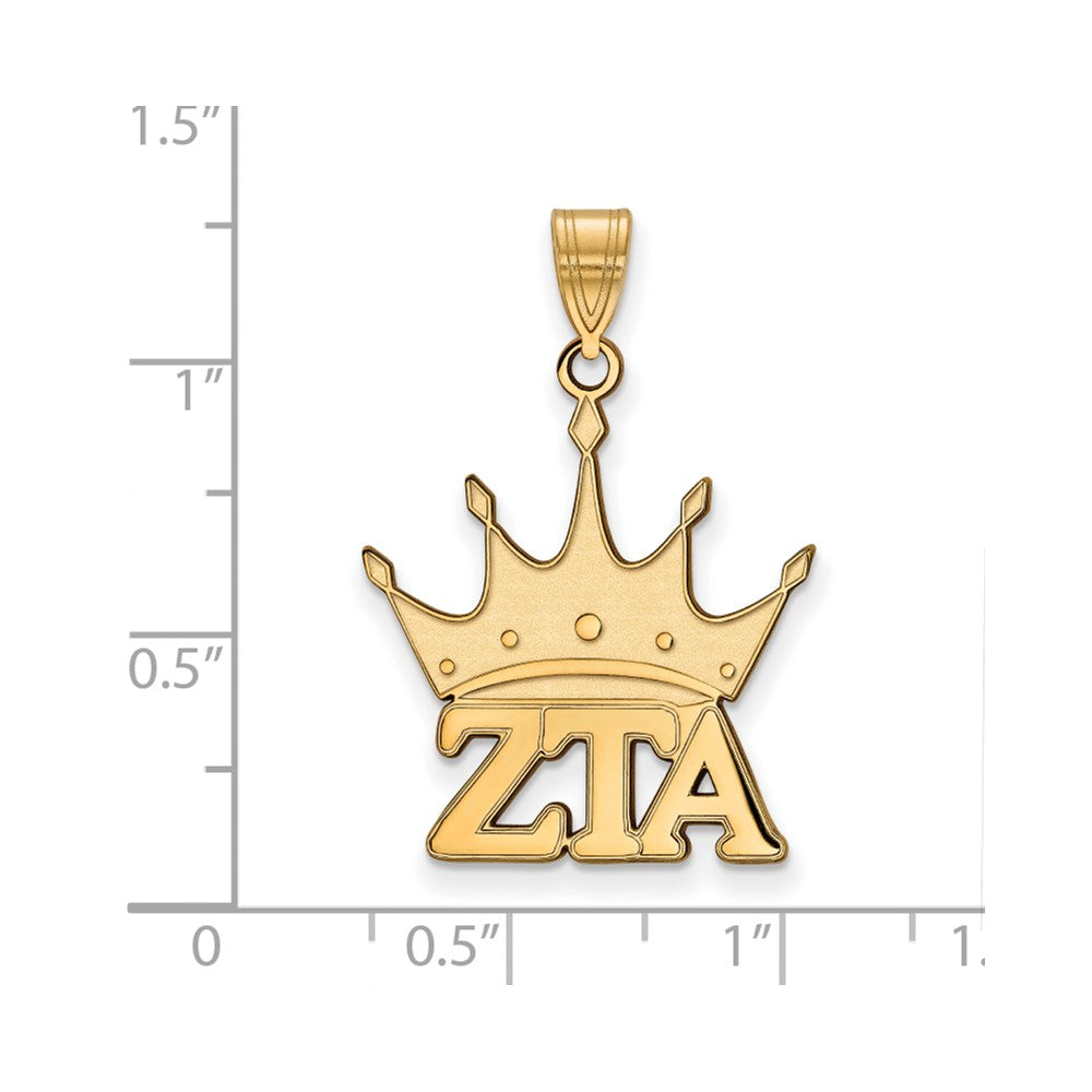 Sterling Silver Gold-plated LogoArt Zeta Tau Alpha Sorority Symbol Medium Pendant