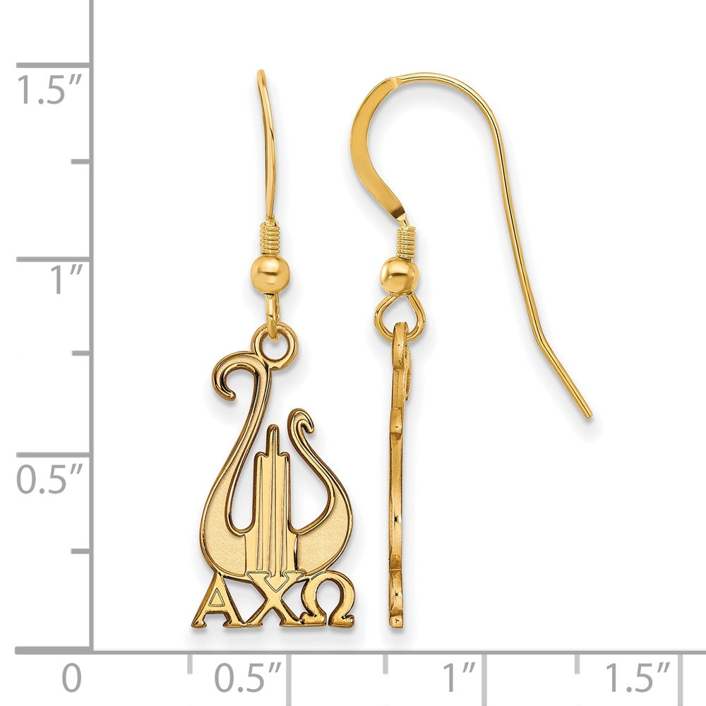 Sterling Silver Gold-plated LogoArt Alpha Chi Omega Sorority Symbol Medium Dangle Wire Earrings