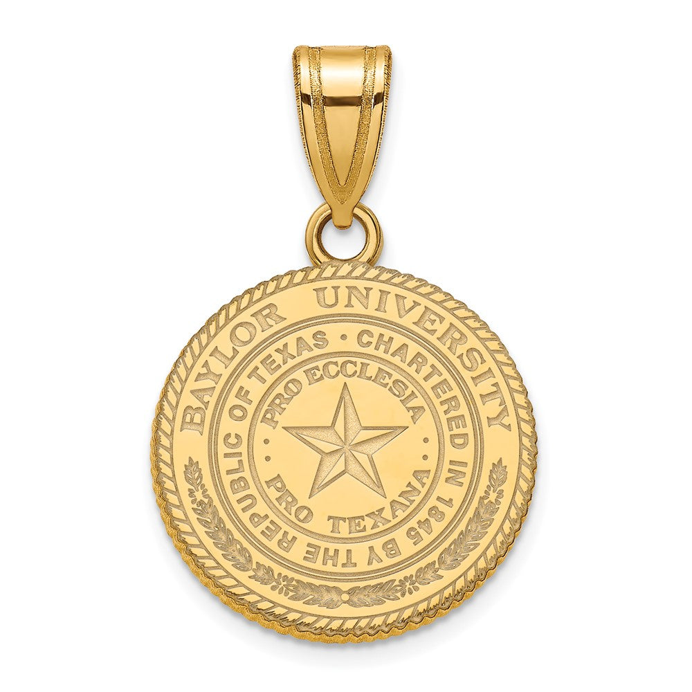 Sterling Silver Gold-plated LogoArt Baylor University Medium Crest Pendant