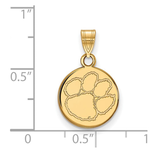 10k Gold LogoArt Clemson University Tiger Paw Small Disc Pendant