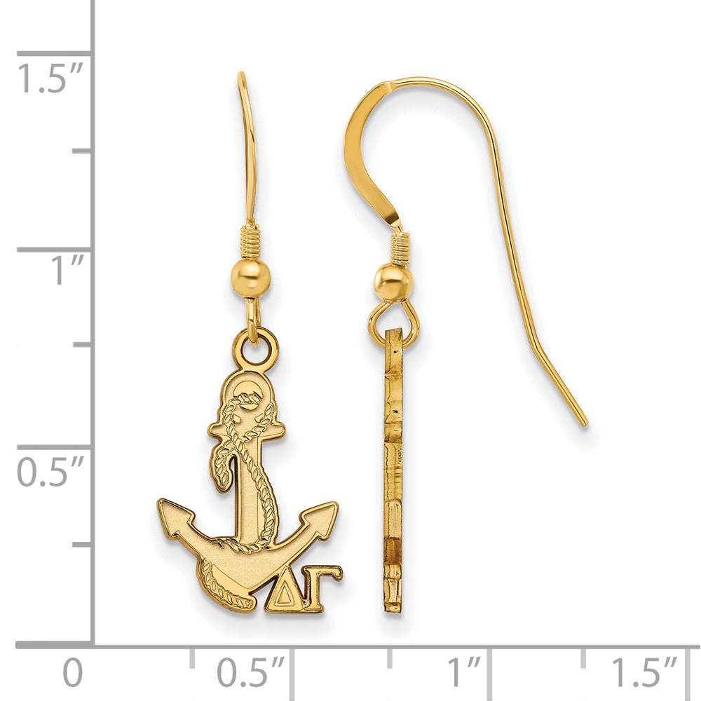 Sterling Silver Gold-plated LogoArt Delta Gamma Sorority Symbol Small Dangle Wire Earrings