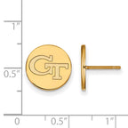 Sterling Silver Gold-plated LogoArt Georgia Institute of Technology G-T Small Disc Post Earrings