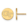 Sterling Silver Gold-plated LogoArt Georgia Institute of Technology G-T Small Disc Post Earrings