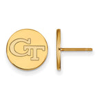 Sterling Silver Gold-plated LogoArt Georgia Institute of Technology G-T Small Disc Post Earrings