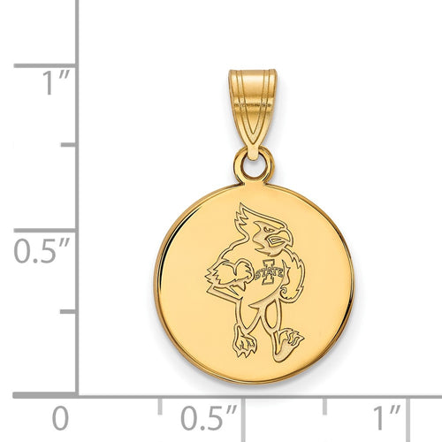 10k Gold LogoArt Iowa State University Cardinal Medium Disc Pendant