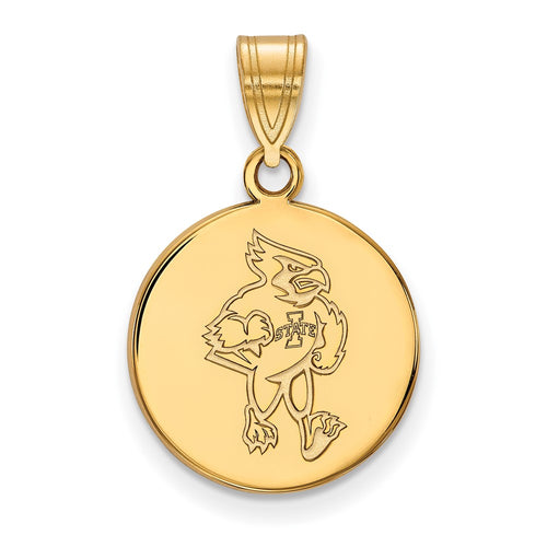 10k Gold LogoArt Iowa State University Cardinal Medium Disc Pendant