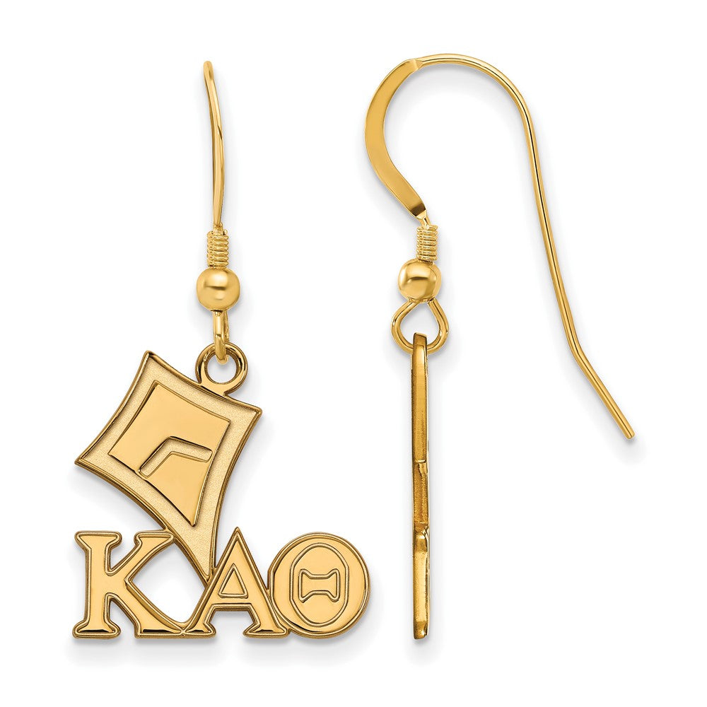 Sterling Silver Gold-plated LogoArt Kappa Alpha Theta Sorority Symbol Small Dangle Wire Earrings