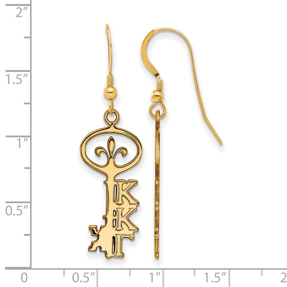 Sterling Silver Gold-plated LogoArt Kappa Kappa Gamma Sorority Symbol Small Dangle Wire Earrings