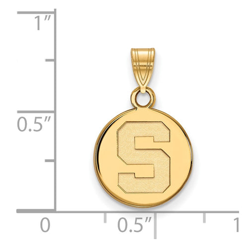 10k Gold LogoArt Michigan State University Letter S Small Disc Pendant