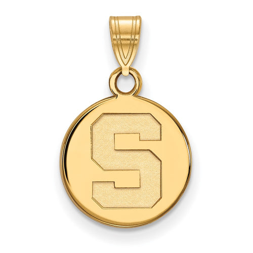 10k Gold LogoArt Michigan State University Letter S Small Disc Pendant
