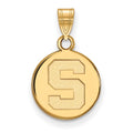 Sterling Silver Gold-plated LogoArt Michigan State University Letter S Small Disc Pendant