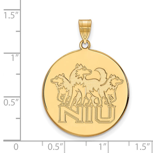 10k Gold LogoArt Northern Illinois University N-I-U with Huskies Extra Large Disc Pendant