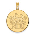 14k Gold LogoArt Northern Illinois University N-I-U with Huskies Extra Large Disc Pendant