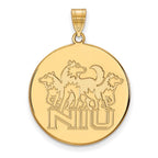 10k Gold LogoArt Northern Illinois University N-I-U with Huskies Extra Large Disc Pendant