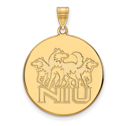 10k Gold LogoArt Northern Illinois University N-I-U with Huskies Extra Large Disc Pendant