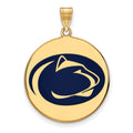 Sterling Silver Gold-plated LogoArt Penn State University Lion Extra Large Enameled Disc Pendant