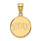 10k Gold LogoArt Texas Christian University T-C-U Medium Disc Pendant