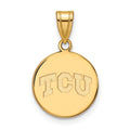 Sterling Silver Gold-plated LogoArt Texas Christian University T-C-U Medium Disc Pendant