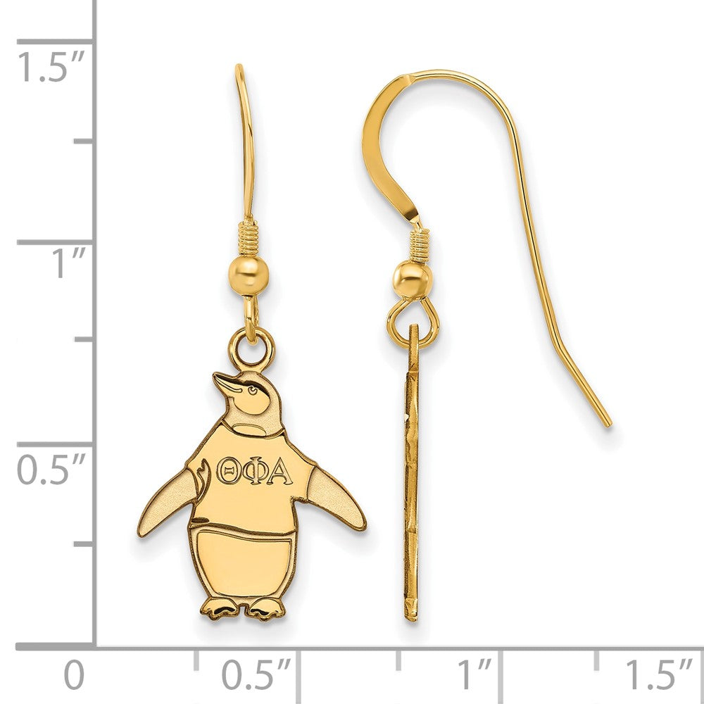 Sterling Silver Gold-plated LogoArt Theta Phi Alpha Sorority Symbol Small Dangle Wire Earrings