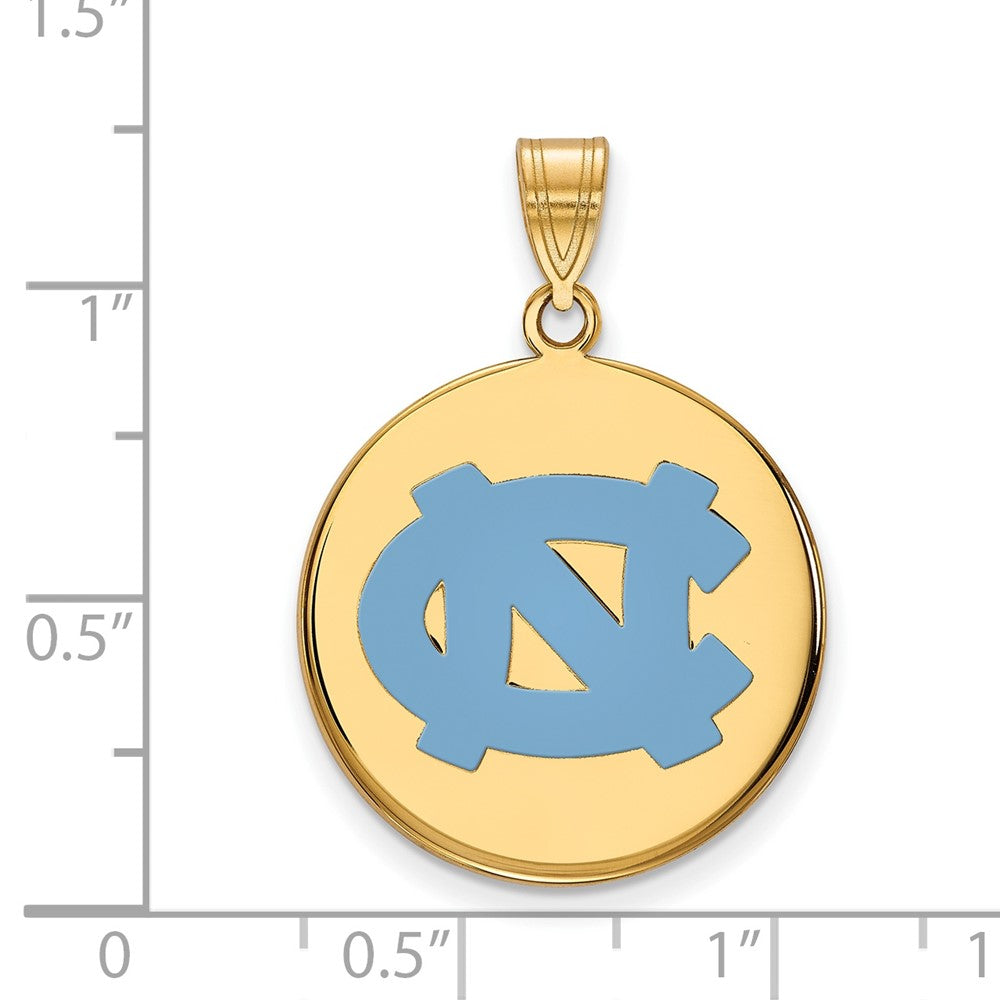 Sterling Silver Gold-plated LogoArt University of North Carolina N-C Large Enameled Disc Pendant