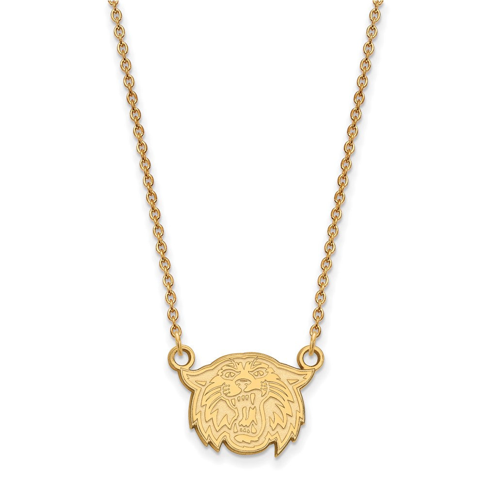 Sterling Silver Gold-plated LogoArt Villanova University Wildcat Small Pendant 18 inch Necklace