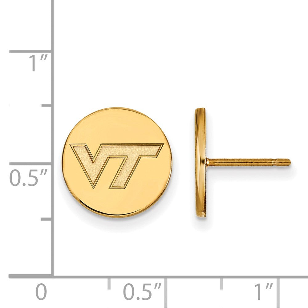 Sterling Silver Gold-plated LogoArt Virginia Tech V-T Small Disc Earrings