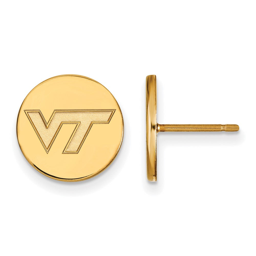 Sterling Silver Gold-plated LogoArt Virginia Tech V-T Small Disc Earrings
