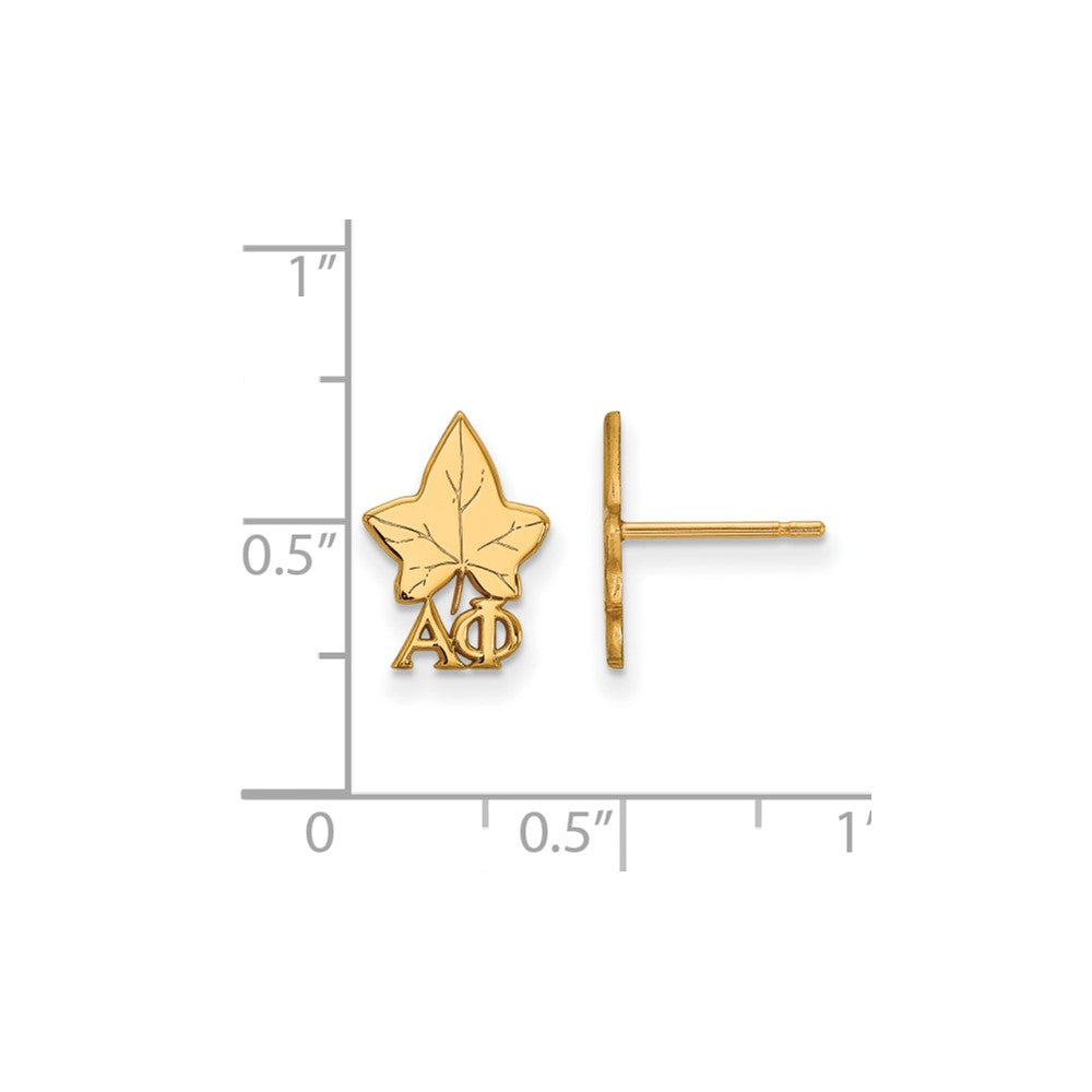 Sterling Silver Gold-plated LogoArt Alpha Phi Sorority Symbol Extra Small Post Earrings