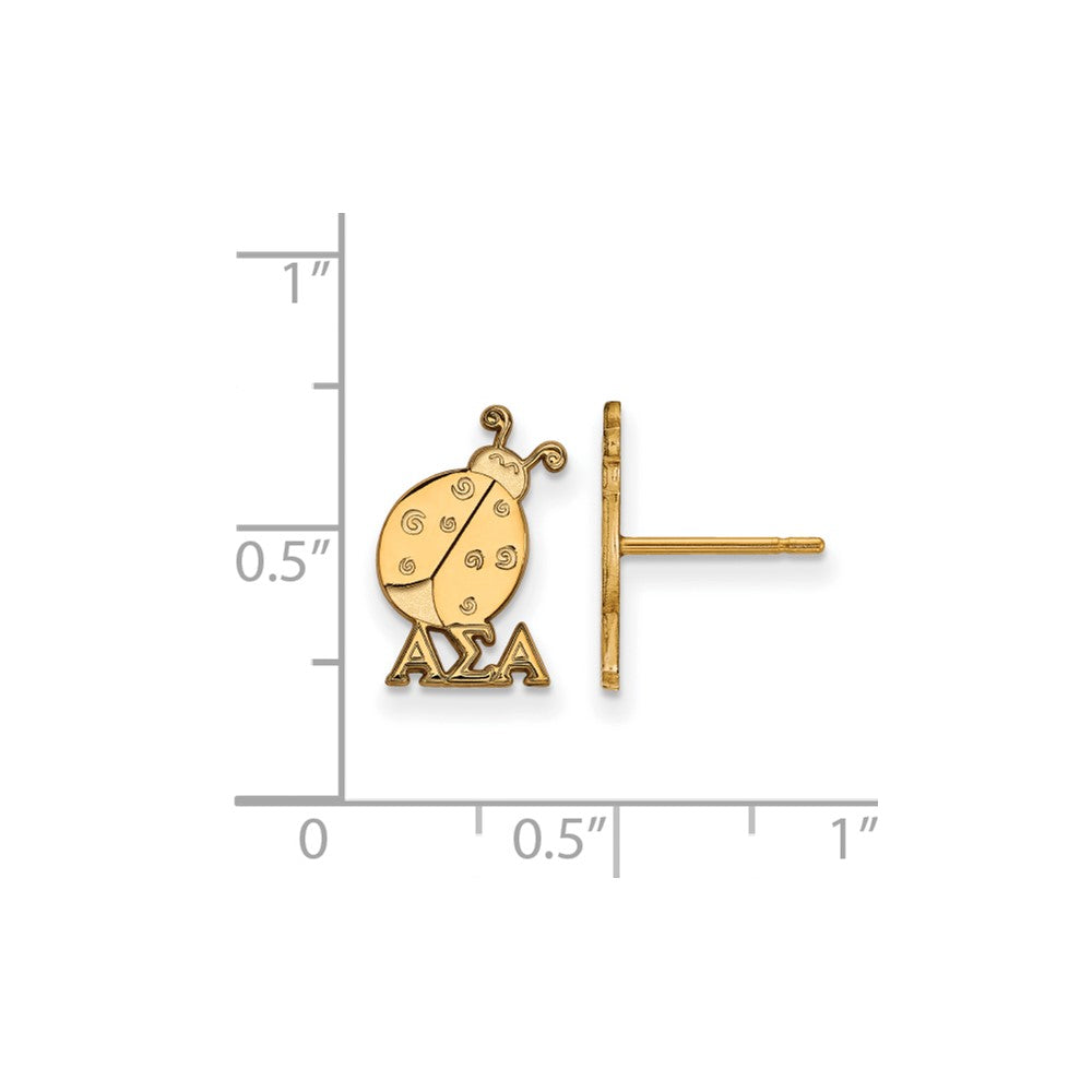 Sterling Silver Gold-plated LogoArt Alpha Sigma Alpha Sorority Symbol Extra Small Post Earrings