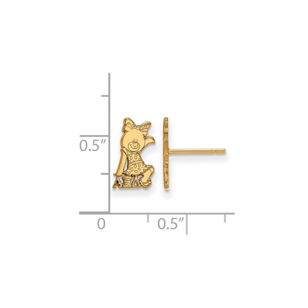 Sterling Silver Gold-plated LogoArt Alpha Xi Delta Sorority Symbol Extra Small Post Earrings