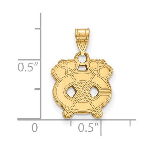 10k Gold NHL LogoArt Chicago Blackhawks Letter C and Tomahawk Small Pendant