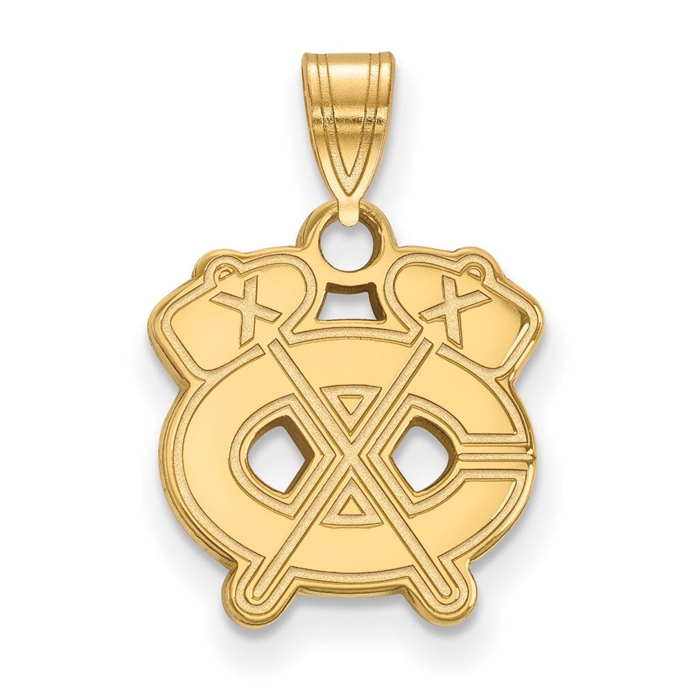 14k Gold NHL LogoArt Chicago Blackhawks Letter C and Tomahawk Small Pendant