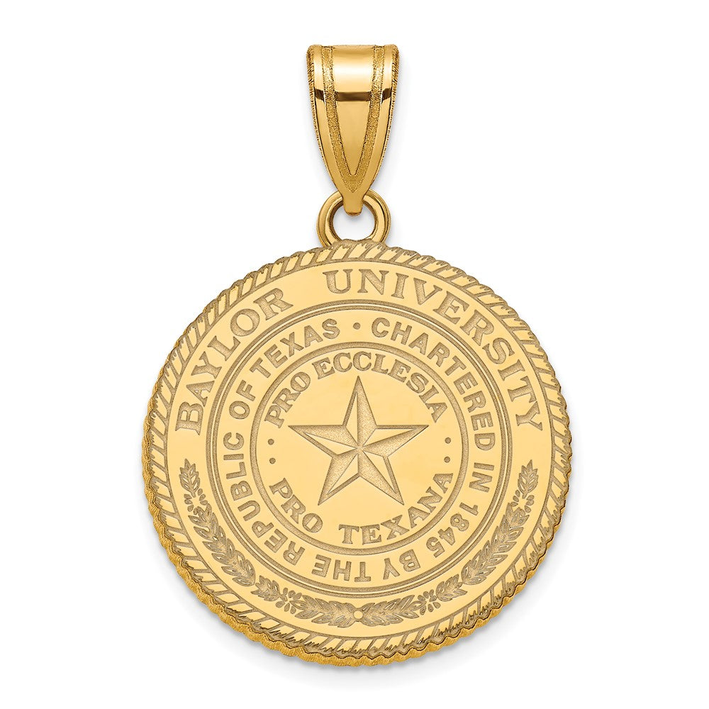 Sterling Silver Gold-plated LogoArt Baylor University Large Crest Pendant