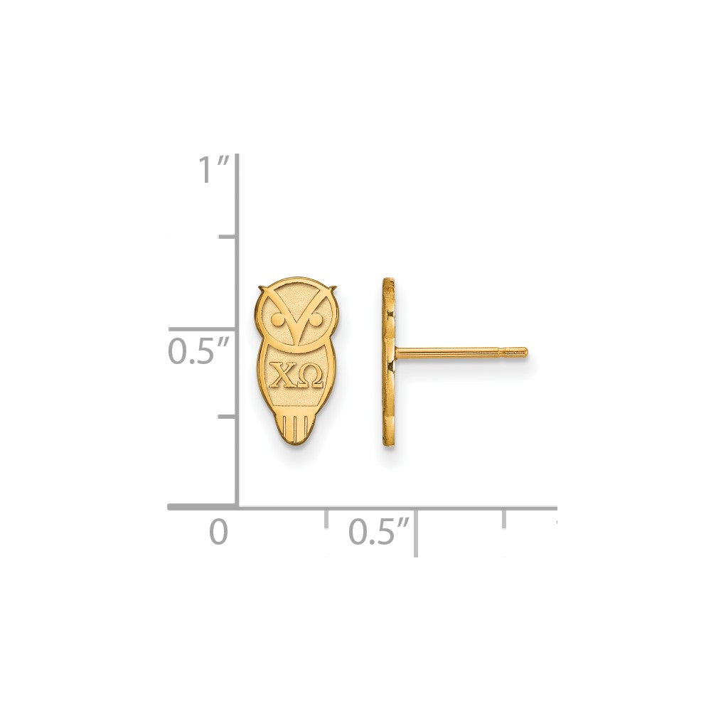 Sterling Silver Gold-plated LogoArt Chi Omega Sorority Symbol Extra Small Post Earrings