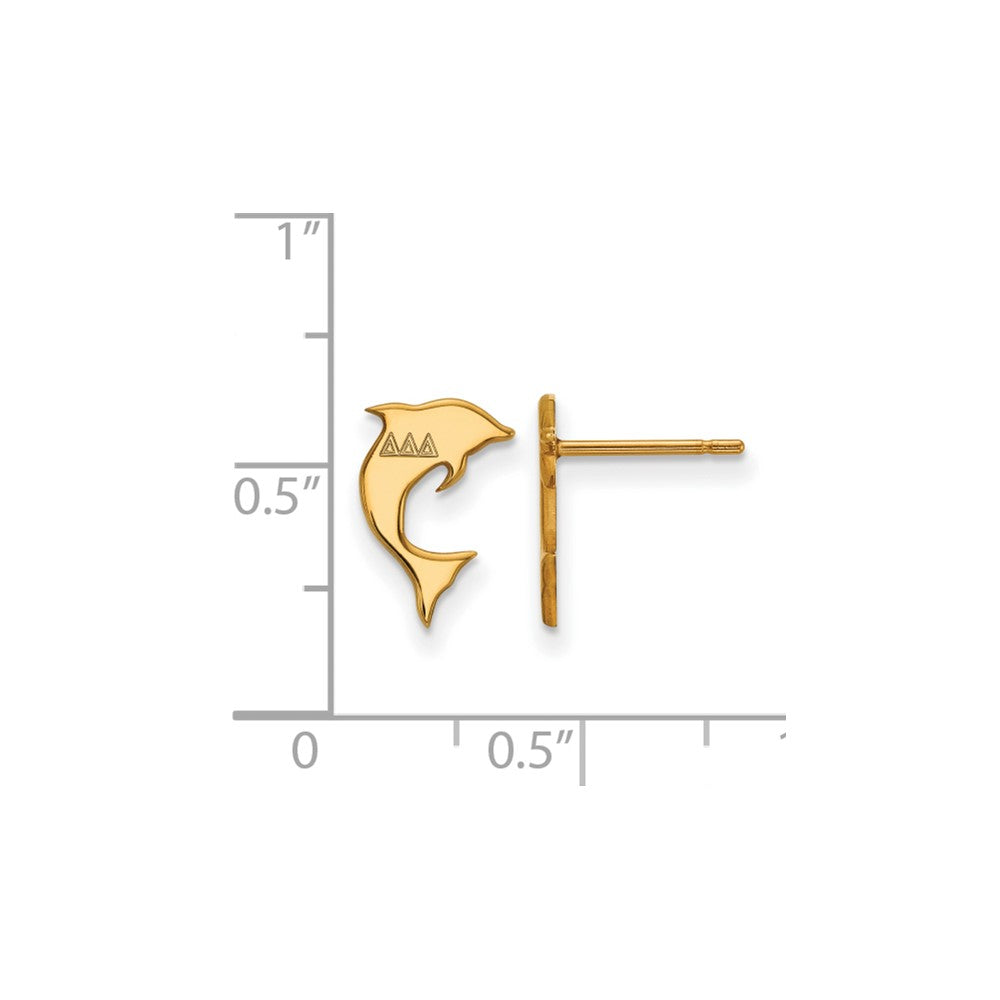 Sterling Silver Gold-plated LogoArt Delta Delta Delta Sorority Symbol Extra Small Post Earrings