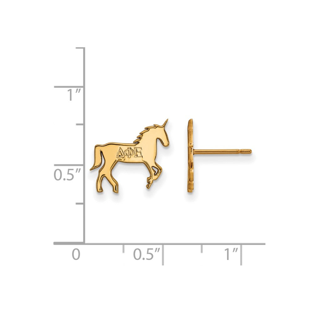Sterling Silver Gold-plated LogoArt Delta Phi Epsilon Sorority Symbol Extra Small Post Earrings