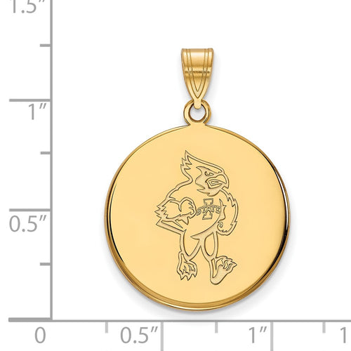 10k Gold LogoArt Iowa State University Cardinal Large Disc Pendant