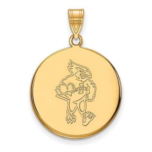 10k Gold LogoArt Iowa State University Cardinal Large Disc Pendant