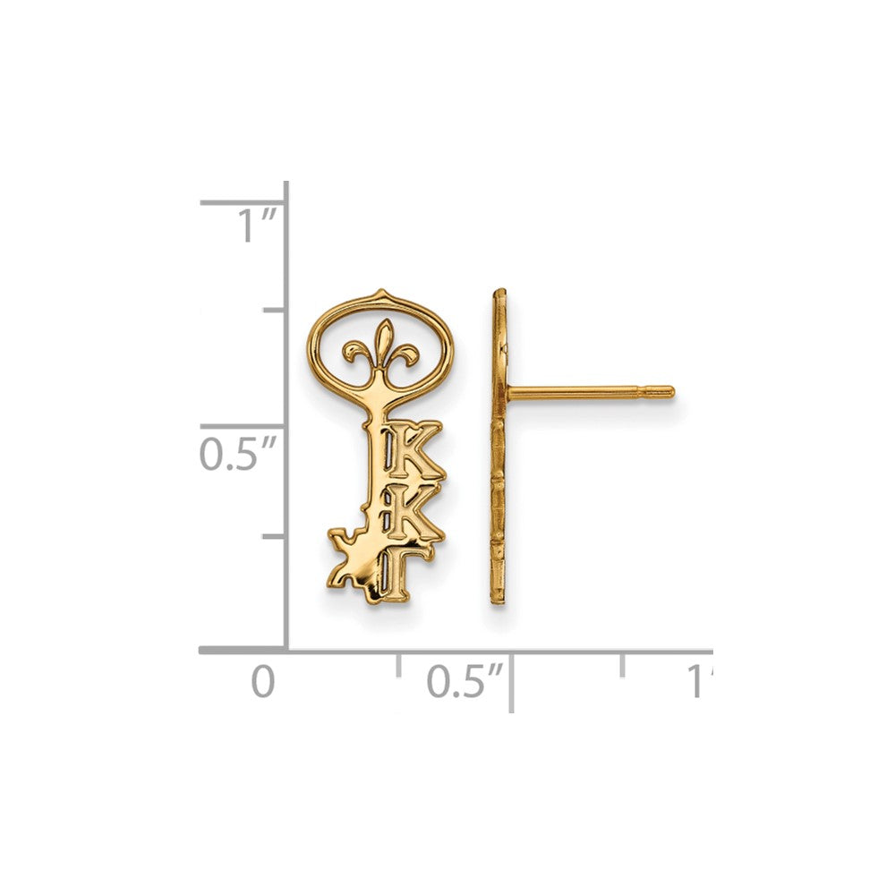 Sterling Silver Gold-plated LogoArt Kappa Kappa Gamma Sorority Symbol Extra Small Post Earrings