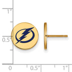 Sterling Silver Gold-plated NHL LogoArt Tampa Bay Lightning Small Enameled Disc Post Earrings