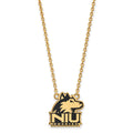 Sterling Silver Gold-plated LogoArt Northern Illinois University N-I-U Huskies Large Enameled Pendant 18 inch Necklace