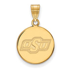 10k Gold LogoArt Oklahoma State University O-S-U Medium Disc Pendant