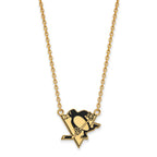 Sterling Silver Gold-plated NHL LogoArt Pittsburgh Penguins Large Enameled Pendant 18 inch Necklace