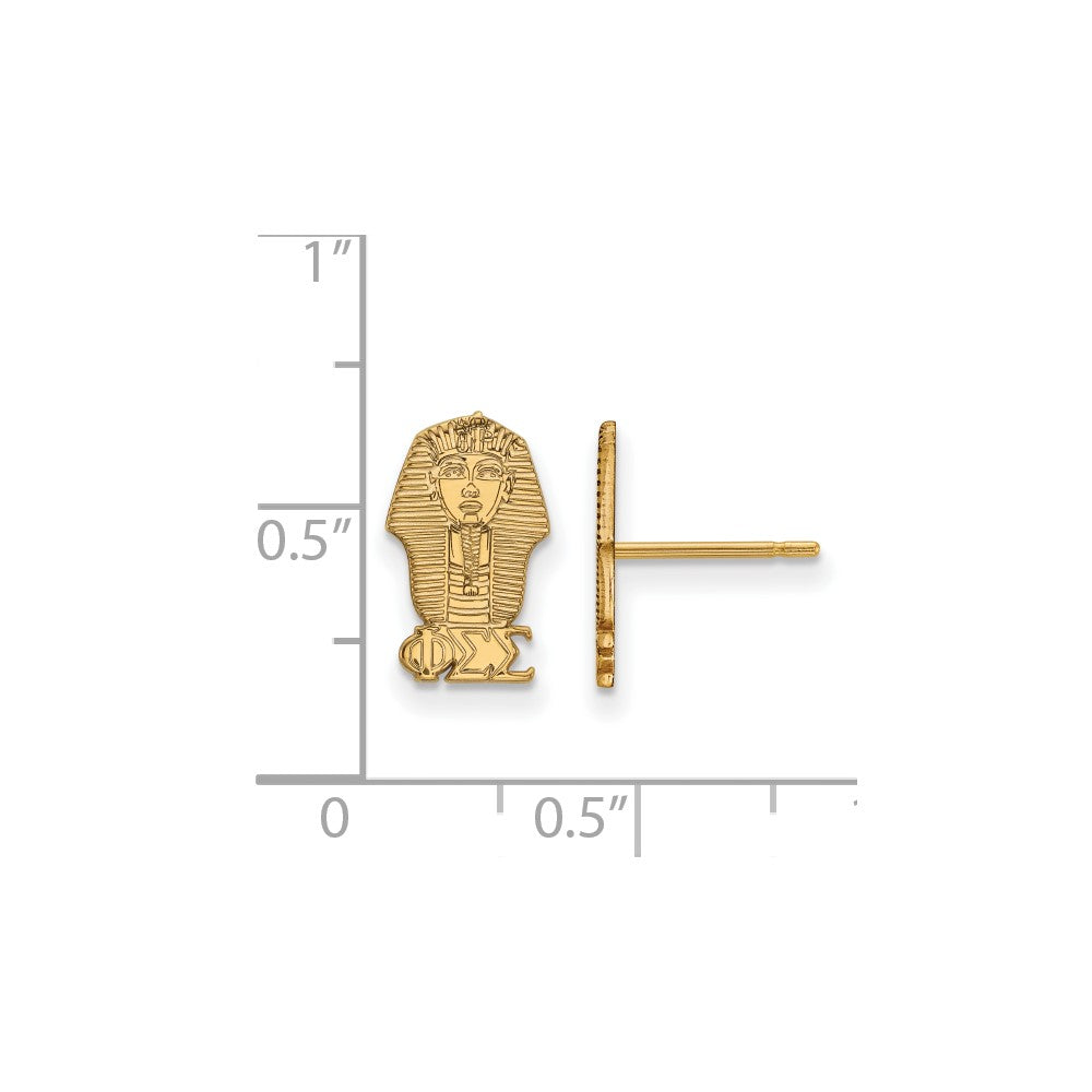 Sterling Silver Gold-plated LogoArt Phi Sigma Sigma Sorority Symbol Extra Small Post Earrings