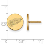 Sterling Silver Gold-plated NHL LogoArt Detroit Red Wings Small Disc Post Earrings