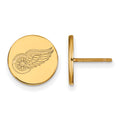 Sterling Silver Gold-plated NHL LogoArt Detroit Red Wings Small Disc Post Earrings